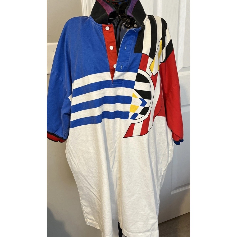 Vintage Head Polo Shirt Mens Large White Abstract Colorblock Tennis 90s Retro